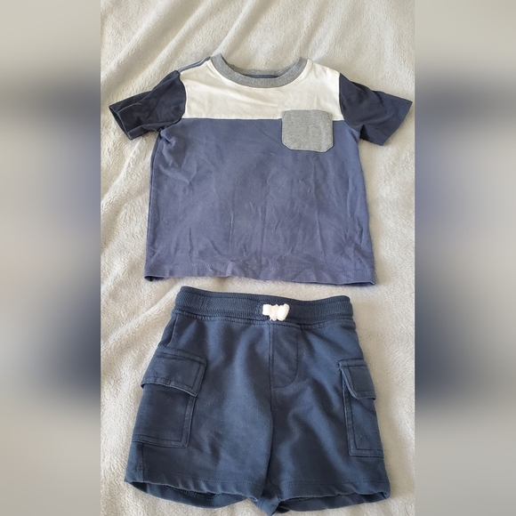 Mixes Tops And Sets Gray and Blue Air T-Shirt with Blue Shorts - Picture 2 of 2